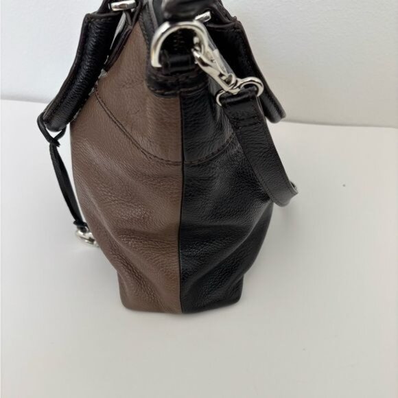 Brighton Sullivan Bag Leather Two Tone Color Block Crossbody Boho Retro Normcore - Picture 4 of 12